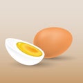 Fresh chicken eggs and boiled egg Royalty Free Stock Photo
