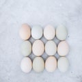 Fresh chicken eggs on rustic metal background Royalty Free Stock Photo