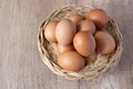 fresh chicken eggs in a wicker basket Royalty Free Stock Photo