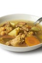 fresh chicken vegetable soup in bowl isolated Royalty Free Stock Photo