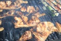 Fresh Chicken Wings on the charcoal Grill. Portugal Royalty Free Stock Photo