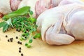 Fresh Chickens and Herbs Royalty Free Stock Photo