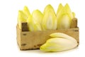 Fresh chicory in a wooden crate