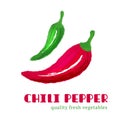 Fresh chili pepper isolated on white background.