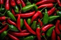 Fresh Chili peppers top view background. Generate Ai