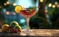 Fresh Chilled Craft Cocktail on Colourful Blurry Background Royalty Free Stock Photo