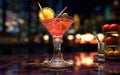 Fresh Chilled Craft Cocktail on Colourful Blurry Background