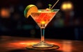 Fresh Chilled Craft Cocktail on Colourful Blurry Background Royalty Free Stock Photo