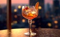 Fresh Chilled Craft Cocktail on Colourful Blurry Background Royalty Free Stock Photo