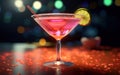 Fresh Chilled Craft Cocktail on Colourful Blurry Background Royalty Free Stock Photo