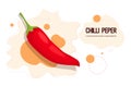 Fresh chilli pepper sticker tasty vegetable icon healthy food concept horizontal copy space