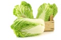 Fresh chinese cabbage in a wooden crate