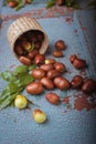 Fresh Chinese jujube on a wooden background. Royalty Free Stock Photo