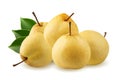 Fresh Chinese pear fruit isolated on white background with clipping path Royalty Free Stock Photo