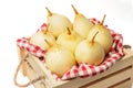 Fresh chinese pears on wooden crate