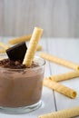 Fresh chocolate mousse and wafer Royalty Free Stock Photo