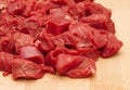 Fresh chopped beef steak on chopping board Royalty Free Stock Photo