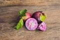 Fresh Chrysophyllum cainito fruits on wood background