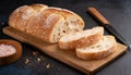 Fresh ciabatta bread sliced on wooden board. Delicious Italian bakery Royalty Free Stock Photo