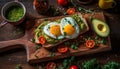 Fresh ciabatta sandwich with grilled meat and avocado generated by AI Royalty Free Stock Photo