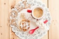 Fresh cinnamon roll and coffee Royalty Free Stock Photo