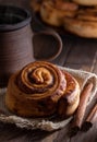 Fresh Cinnamon Roll and Cup of Coffee Royalty Free Stock Photo