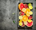 Fresh citrus fruit in the box. Royalty Free Stock Photo