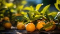 Fresh citrus fruit on a green leaf, nature healthy refreshment generated by AI Royalty Free Stock Photo