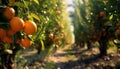 Fresh citrus fruit on a green tree branch generated by AI Royalty Free Stock Photo