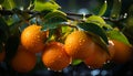 Fresh citrus fruit on green tree branch in nature generated by AI Royalty Free Stock Photo