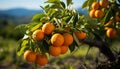 Fresh citrus fruit on green tree in sunny orchard generated by AI Royalty Free Stock Photo