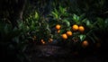 Fresh citrus fruit hanging from green tree branch generated by AI Royalty Free Stock Photo