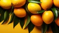 Fresh citrus fruit, ripe and healthy, on a green leaf generated by AI Royalty Free Stock Photo