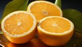 Fresh citrus fruit slice, nature juicy, healthy, vibrant refreshment generated by AI