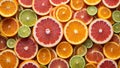 Fresh Citrus Fruit Slices Assortment of Grapefruit Orange and Lime Vibrant Color Display Royalty Free Stock Photo