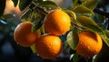 Fresh citrus fruit on a tree branch, nature healthy summer snack generated by AI Royalty Free Stock Photo