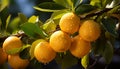 Fresh citrus fruit on a vibrant green tree generated by AI Royalty Free Stock Photo