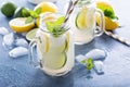 Fresh citrus lemonade in mason jars Royalty Free Stock Photo