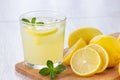 Fresh citrus lemonade water with lemon, mint and ice.