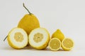 Fresh citrus, lemons and cedars whole and section Royalty Free Stock Photo