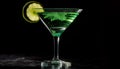 Fresh citrus martini with lime slice in green martini glass generated by AI Royalty Free Stock Photo