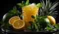 Fresh citrus mojito, a healthy summer cocktail with mint leaf generated by AI