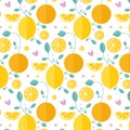 Fresh citruses background. Seamless pattern with citrus fruits collection.