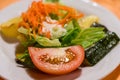 Fresh classic caesar salad on dining table