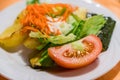 Fresh classic caesar salad on dining table