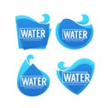 fresh, clean, natural, vector collection of water stickers, labels, banners and logo for your text