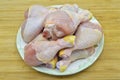 Fresh clean raw chicken legs. Drumsticks on a plate Royalty Free Stock Photo