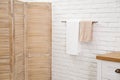 Fresh clean towels on hanger Royalty Free Stock Photo