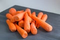 Fresh cleared orange red carrot vegetables prepared for cooking healthy organic vegan food recipe