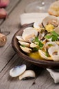 Fresh Cockle clams (Venus, Meretrix) with wine sauce. Portuguese